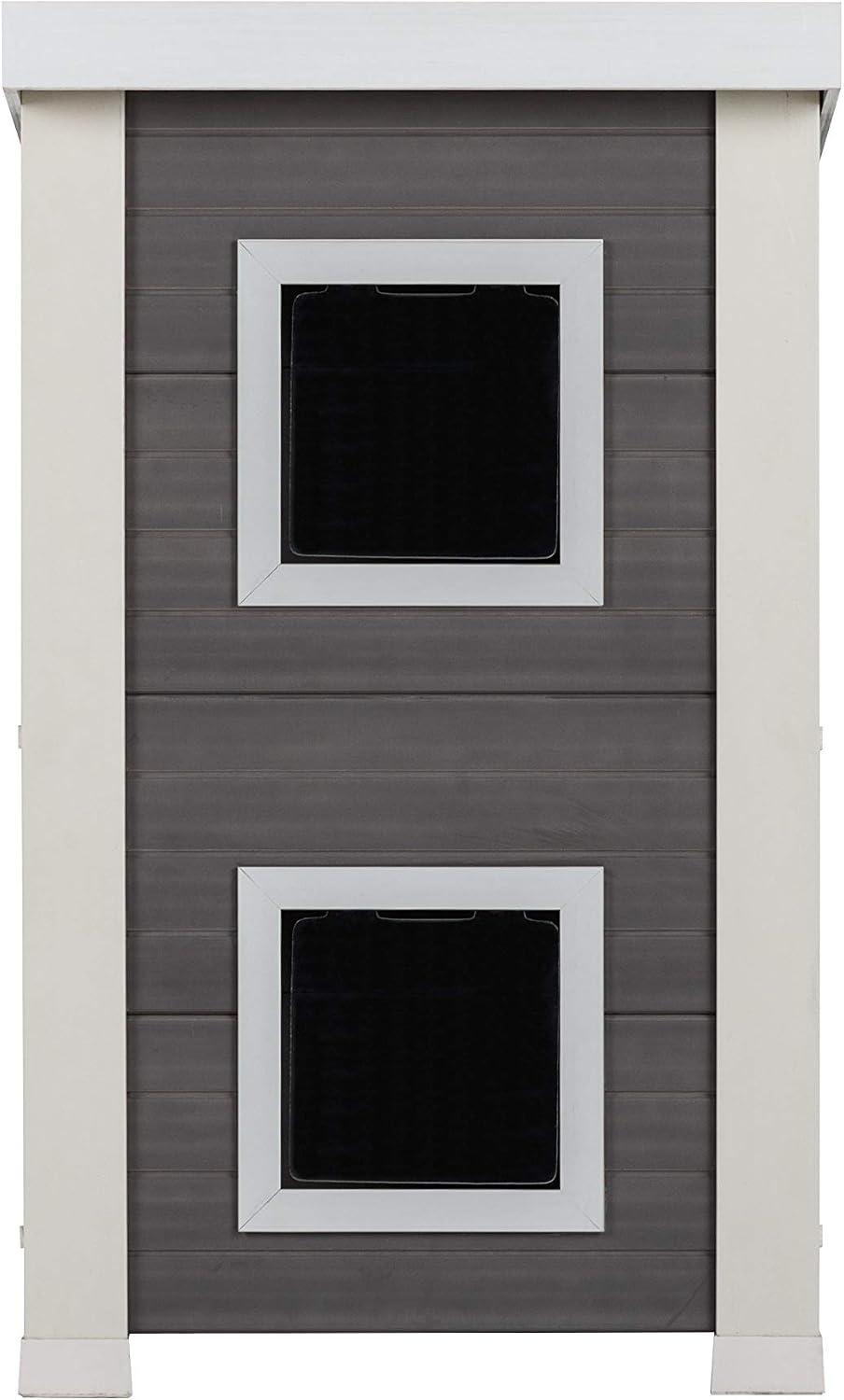 New Age Pet ECOFLEX Outdoor Cat Townhouse, Grey - Weather-Resistant Kitty Shelter, Spacious & Durable Wood Alternative, Ideal for Outdoor Felines