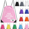 Custom Bags With Logo 100 Pack,Promotional Items Personalized Drawstring Backpack Bags Great for Gym and Everyday Use (Light Pink)