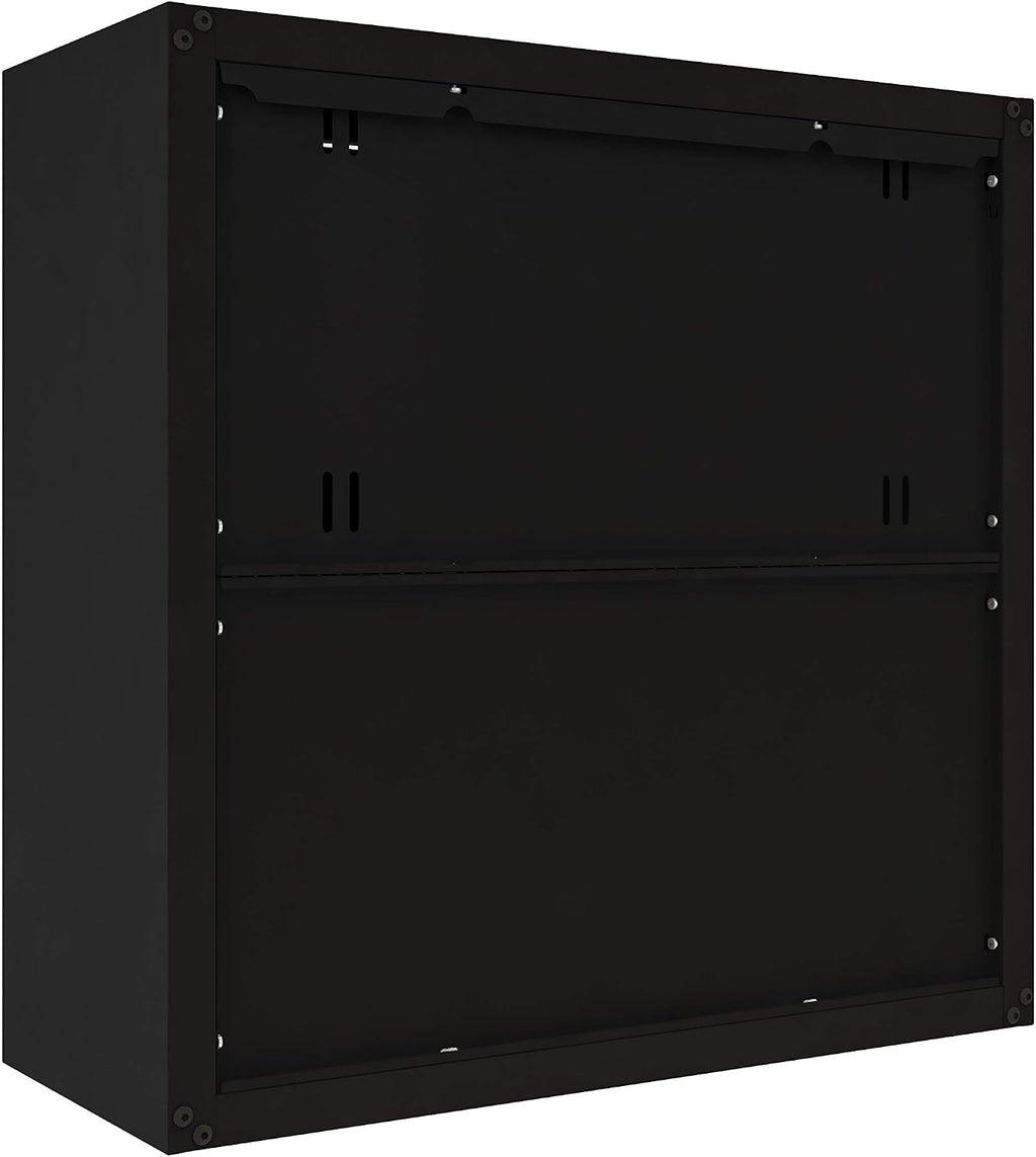 Floating Garage Storage Cabinet - Heavy-Duty Wall Mount Steel Cabinet, Lockable 2-Door Design, Removable Shelf, 44 lbs Capacity, Ready-to-Assemble Metal Garage Organizer (Black and Grey)