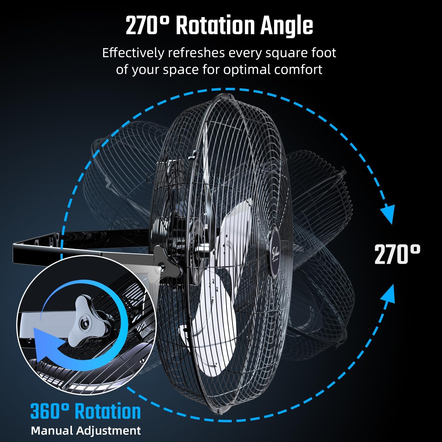 Simple Deluxe 20 Inch High Velocity 3 Speed, Black Wall-Mount Fan for Warehouse, Greenhouse, Workshop, Patio, Factory and Basement