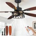 52' Rustic Ceiling Fan with Light - Bear Deer Design, 6 Speeds Reversible DC Motor Farmhouse Industrial Black Ceiling Fans Remote Control for Bedroom, Living Room, Kitchen