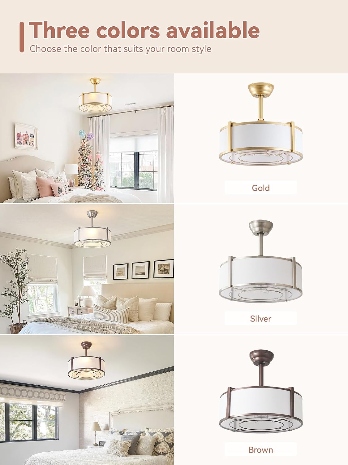 20' Silver Fandelier Ceiling Fans with Lights, Boho Rattan Ceiling Fan with Light Remote Control, Caged Mid-Century Modern with 6 Speeds for Bedroom, Nursery, Living Room