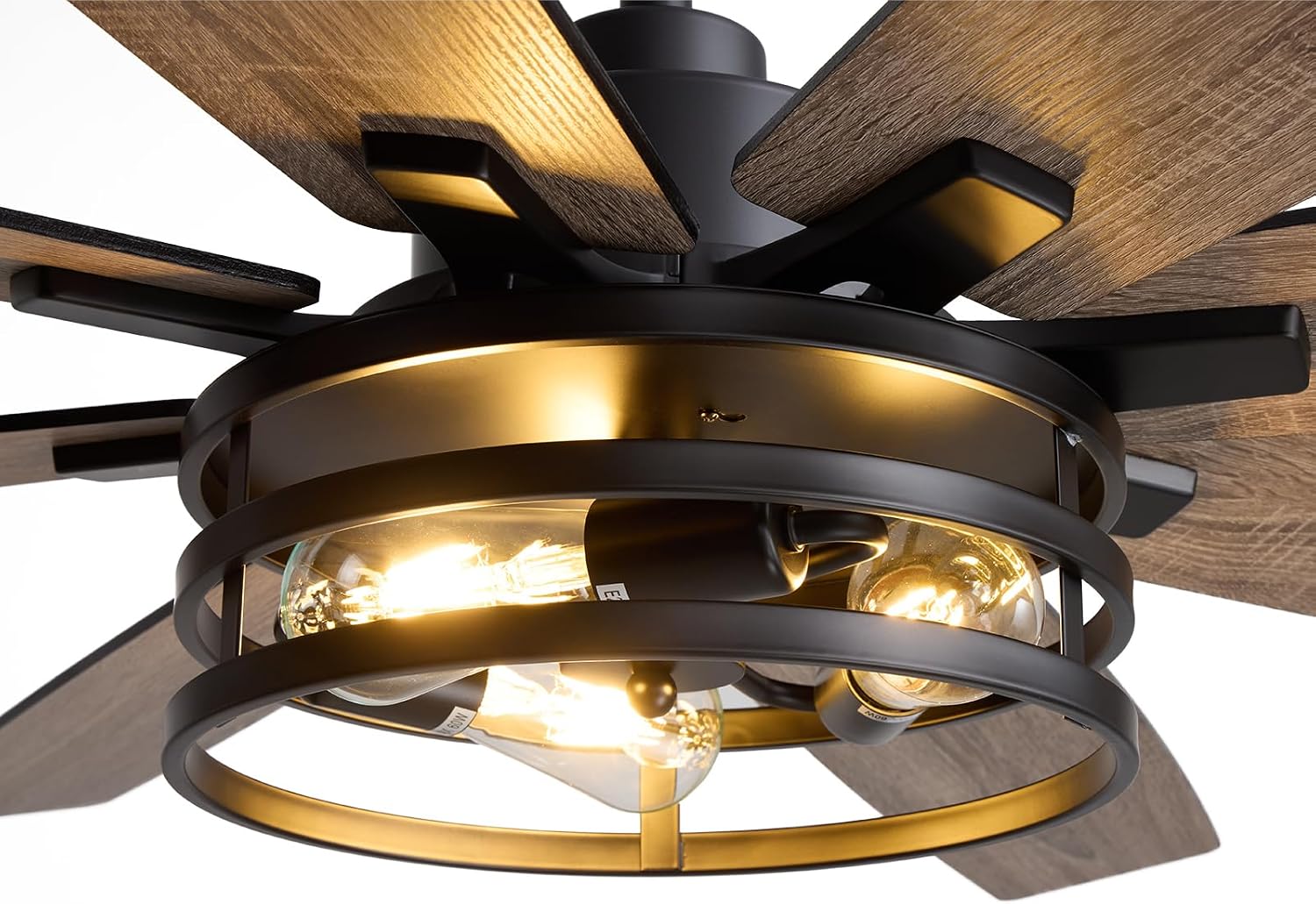 LuminFan 72 inch Large Ceiling Fans with Lights and Remote, Black Modern Ceiling Fan for Living Room, Patios, 6 Speed Reversible Quiet DC Motor, 8 Blades, Easy to Install