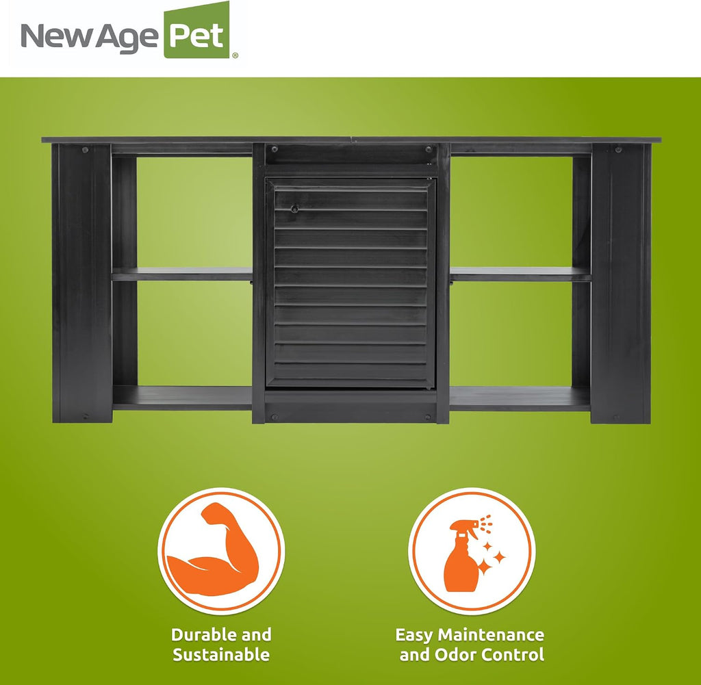 New Age Pet ECOFLEX 60' Storage Cabinet for Pets in Black, Durable Wood Plastic Composite, Non Toxic, Easy Assembly, Ideal for Bedding, Food, Toys, XL Mojave Reptile Lounge Compatible