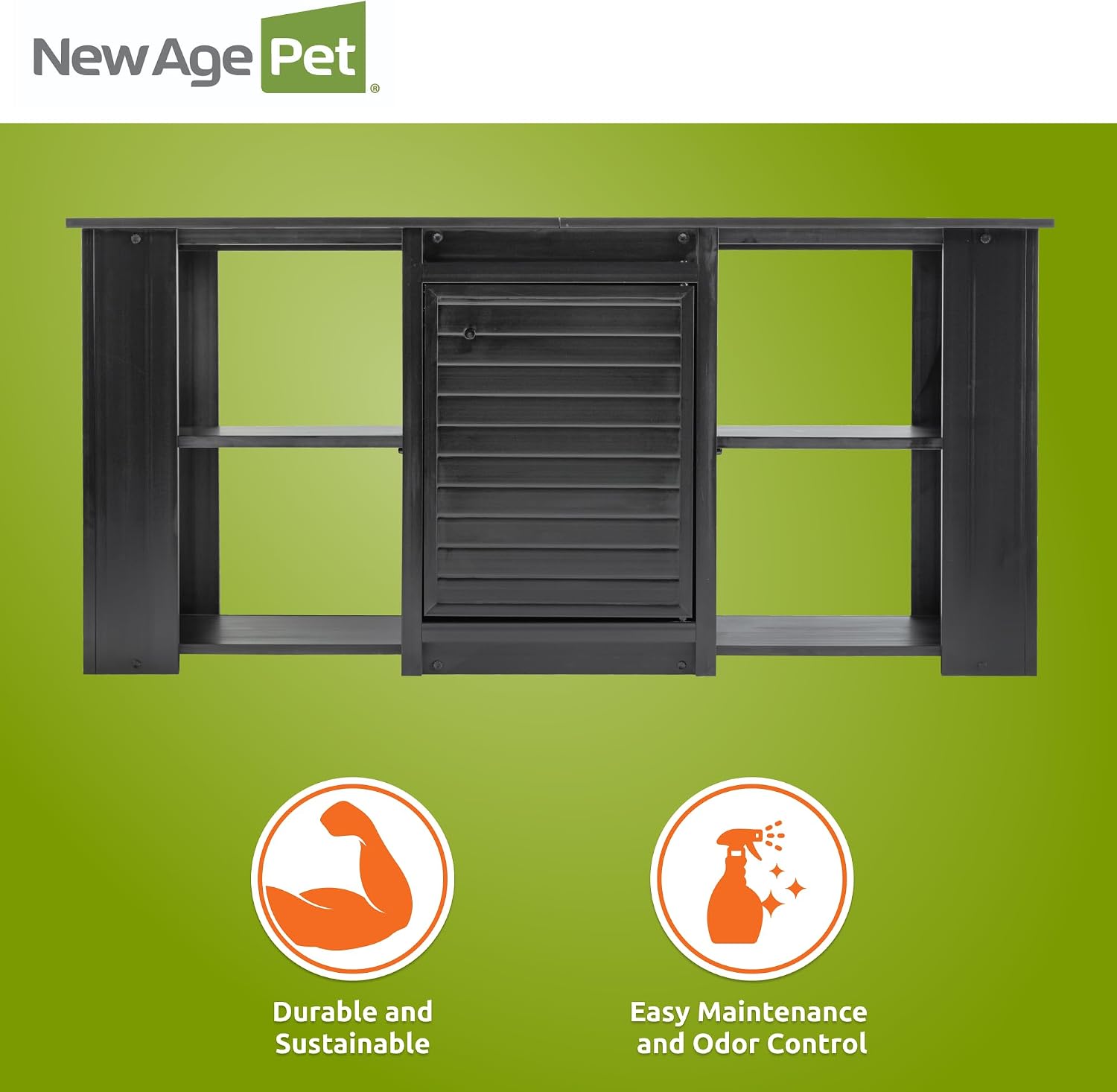 New Age Pet ECOFLEX 60' Storage Cabinet for Pets in Black, Durable Wood Plastic Composite, Non Toxic, Easy Assembly, Ideal for Bedding, Food, Toys, XL Mojave Reptile Lounge Compatible