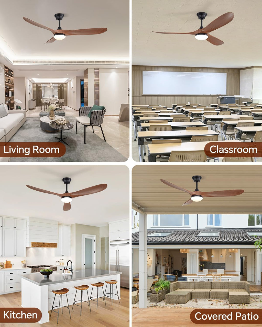 Sofucor 60 Inch Smart Ceiling Fans with Lights-Outdoor Modern Smart Ceiling Fan with Alexa/Google/APP/Remote Control, Reversible Quiet DC Motor, ABS Blade Ceiling Fan for Living Room/Farmhouse/Patios