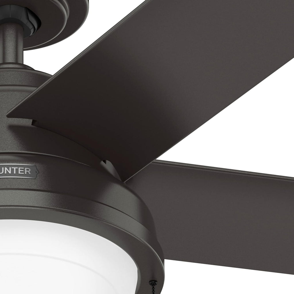 Hunter Fan 44 inch Casual Noble Bronze Outdoor Ceiling Fan with LED Light Kit and Pull Chain (Renewed)
