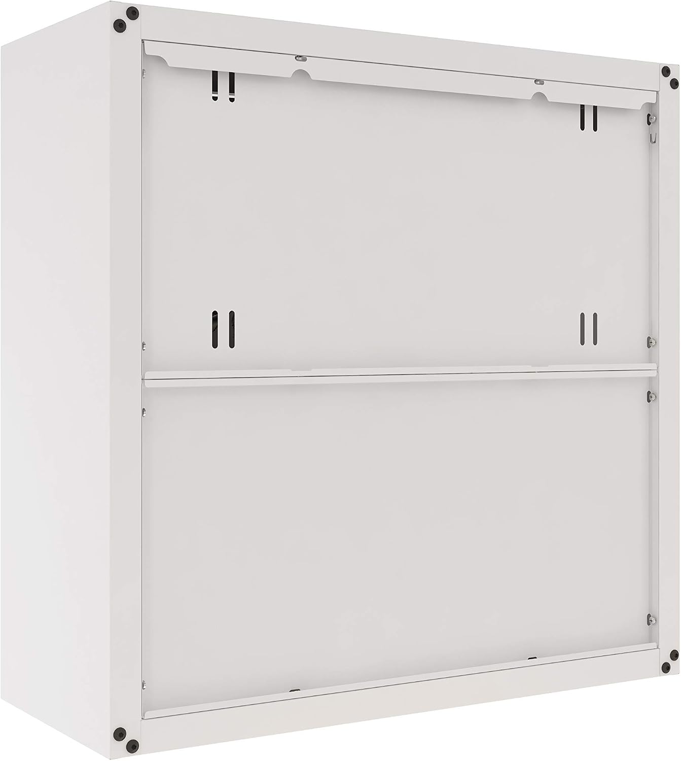 Floating Garage Storage Cabinet - Heavy-Duty Wall Mount Steel Cabinet, Lockable 2-Door Design, Removable Shelf, 44 lbs Capacity, Ready-to-Assemble Metal Garage Organizer (White and Grey)