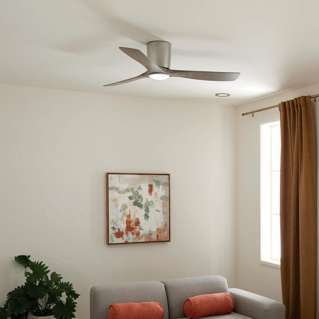 Kichler Volos 54 in Modern Ceiling Fan with LED Light, Brushed Nickel Indoor Fan with Wall Control and Frosted White Lens for Bedroom and Living Room, 300154NI