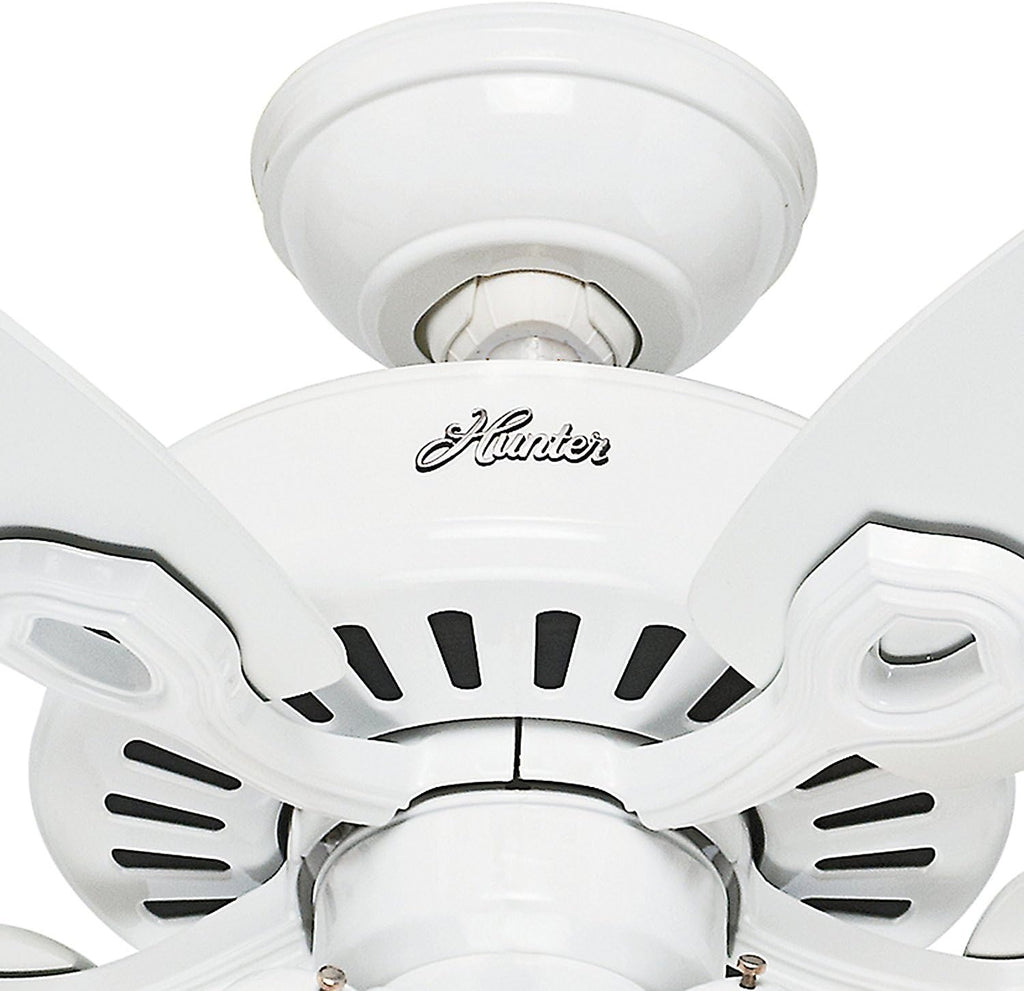 Hunter 52in Snow White Ceiling Fan - Three-Light Fitter with Swirled Marble Glass (Renewed)