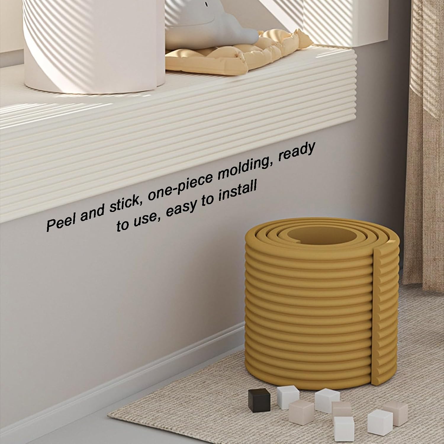 10M Soft Rubber Foam Edge Protector, Self-Adhesive Corner Guards for Tables, Chairs & Furniture, 20CM Wide Safety Strips (Black) - Child & Pet Safe