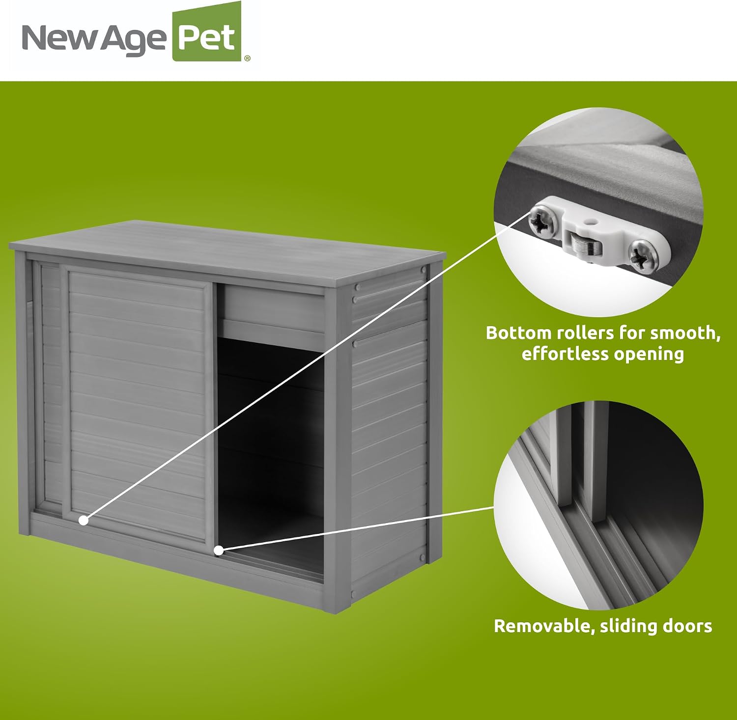 New Age Pet ECOFLEX 36' Storage Cabinet for Pets in Grey, Durable Wood Plastic Composite, Non Toxic, Easy Assembly, Ideal for Bedding, Food, Toys, Medium Mojave Reptile Habitat Compatible