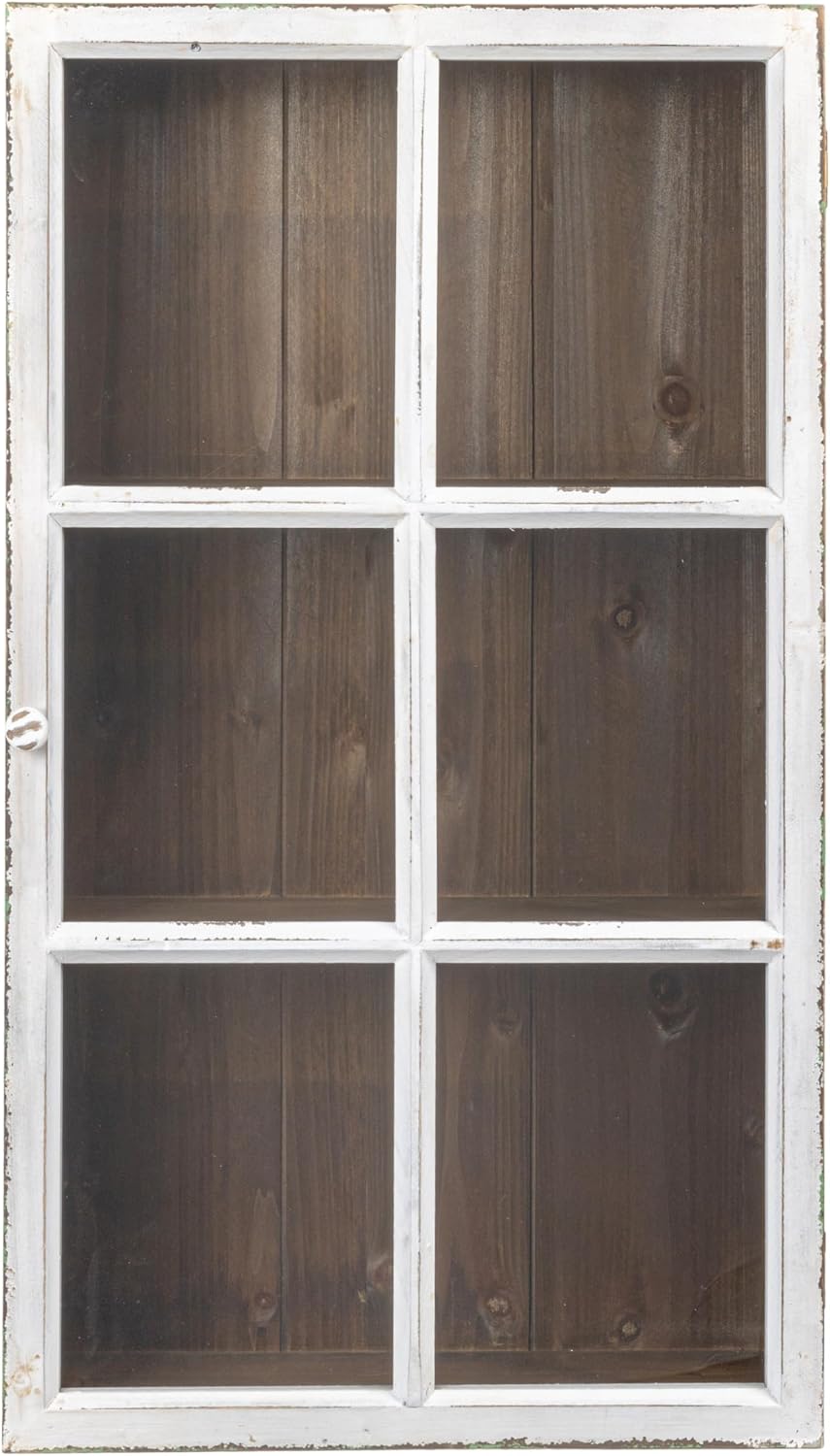 Creative Co-Op Antique White Wood Wall Cabinet with 3 Shelves