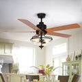 Parrot Uncle Ceiling Fans with Lights and Remote Farmhouse Ceiling Fan with Light 52 Inch Outdoor Ceiling Fans for Patios Covered, Dark Brown/Light Oak
