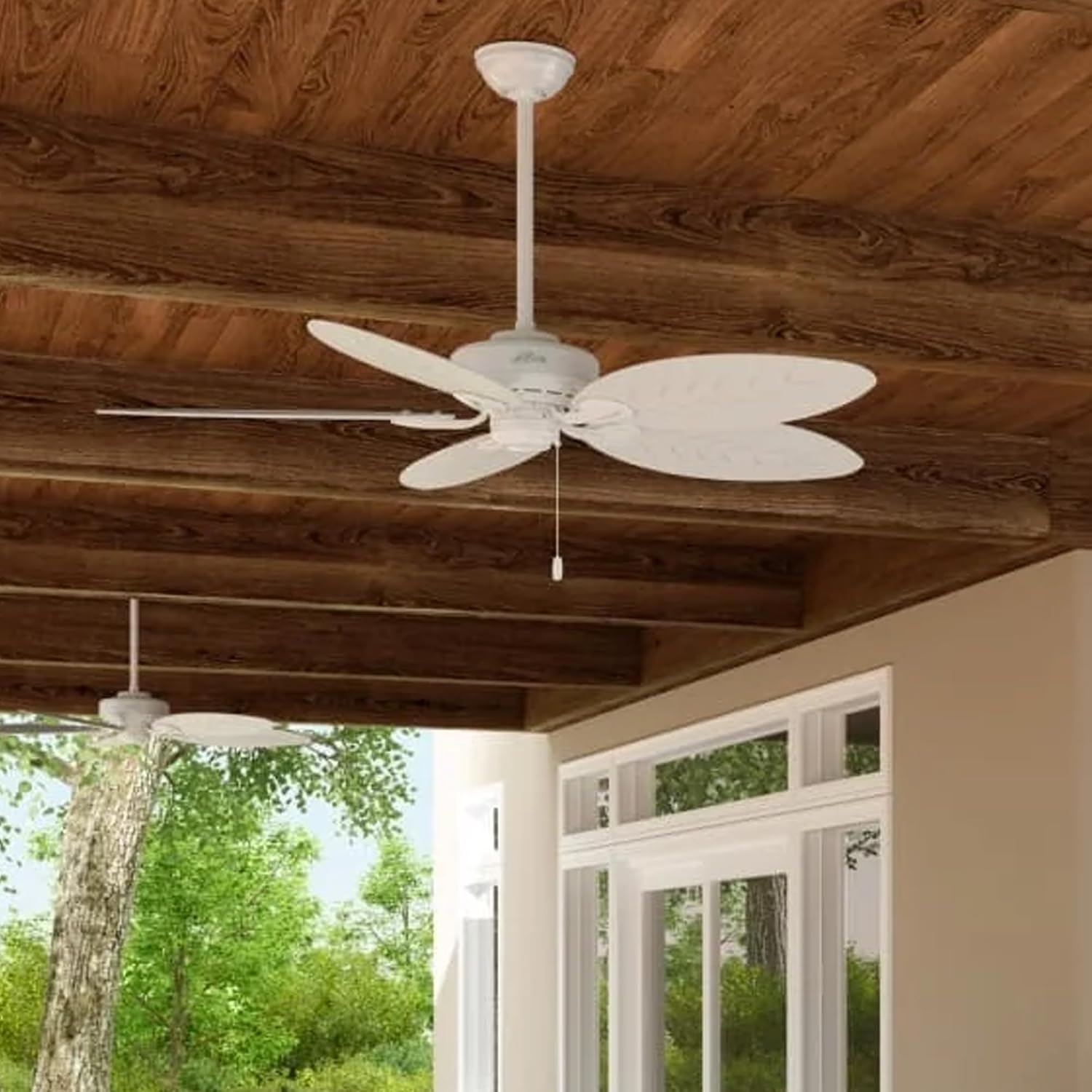 Hunter Fan 54 inch Casual White Outdoor Ceiling Fan with 5 Blades (Renewed)