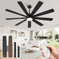 62 Inch Ceiling Fan with Light，Indoor/Outdoor Black Large Ceiling Fans with Lights and Remote for Kitchen Living Room Patio, 9 Blade Reversible Quiet DC Motor,6 Speeds,3 CCT(Dual Finish )