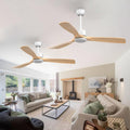 addlon 2 Pack 52 inch Ceiling Fan No Light, White Ceiling Fans with Remote Control, Reversible, 3 Wood Blades, 6 Speeds, Noiseless, Wood Ceiling Fan without Light for Indoor/Outdoor Use