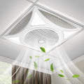 Drop Ceiling Fan with LED Lights, Flush Mount Ceiling Fans with 6 Wind Speeds and Timer, Low Profile Square Fan for Office Ventilation and Lighting