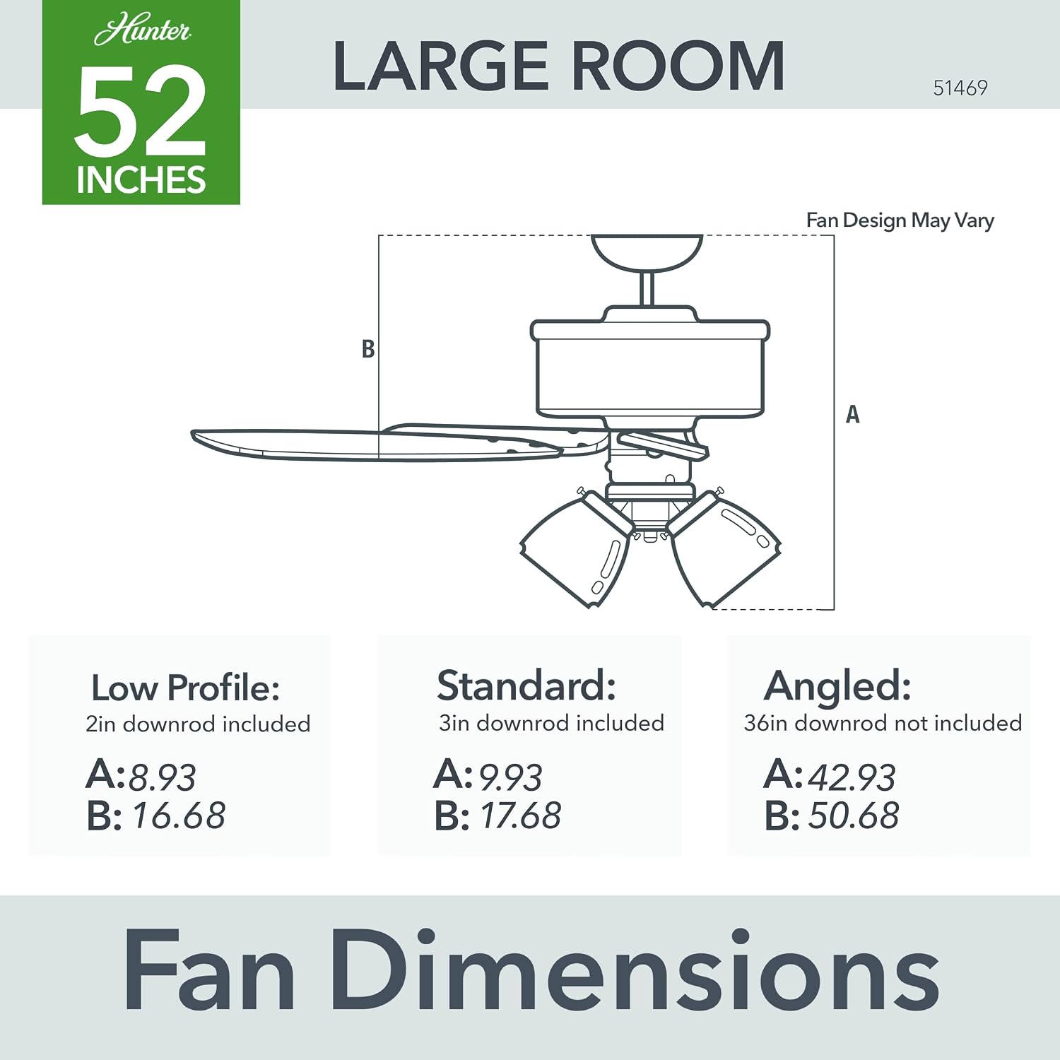 Hunter 52 inch Outdoor or Indoor Ceiling Fan with LED Lights and Remote Control - Standard Mount Ceiling Fan, 5 Blades, For Patio, Porch, Garage, or Living Room - Coral Bay 51469, Weathered Copper