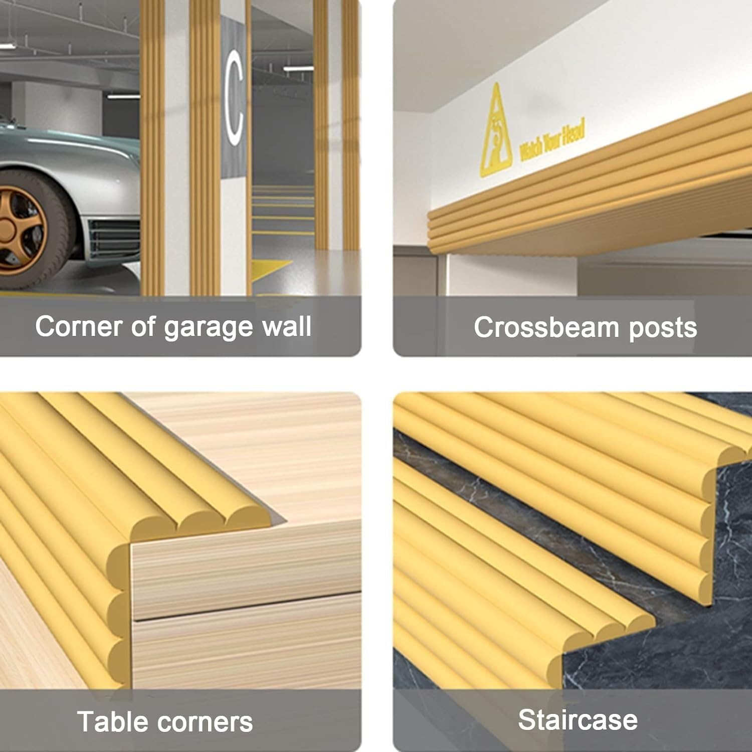 Parking Garage Corner Guards, Workshop Sponge Protectors, Table and Chair Furniture Garage Edge Corner Guards,Brown-2m-8pcs