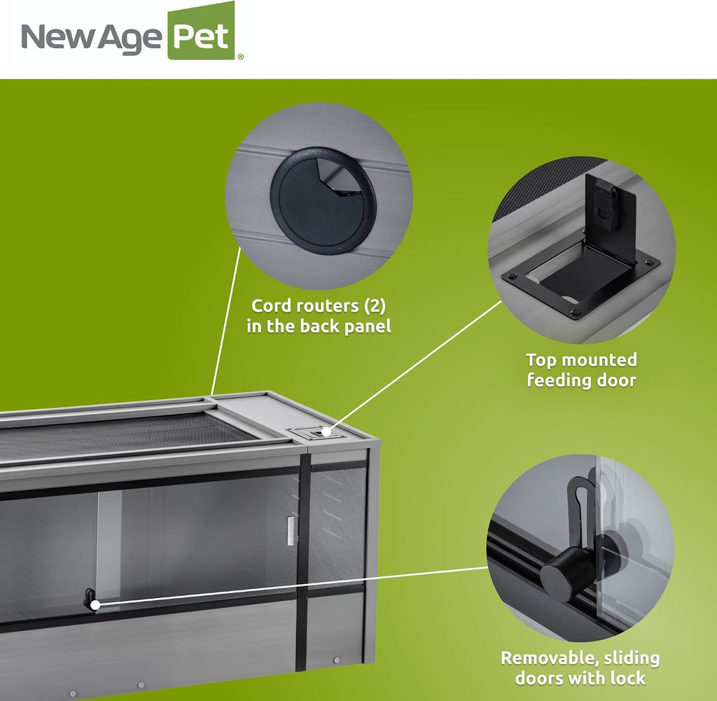 New Age Pet ECOFLEX 60' Wide X-Large Reptile Habitat, Mojave Lounge for Snakes, Tortoises & Lizards in Maple, Black & Grey, Easy Assembly, Sliding Glass Doors & Mesh Top