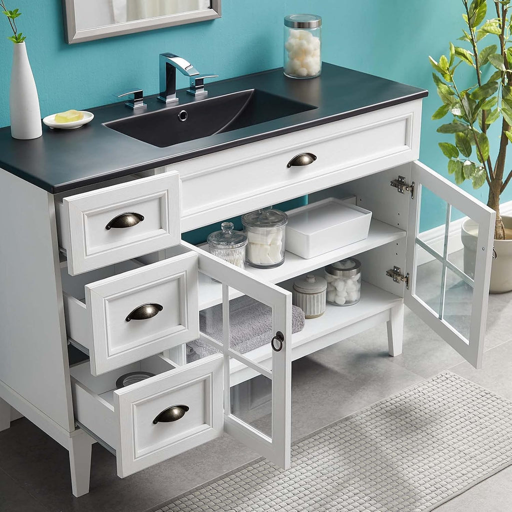 Sink Vanity Cabinet, Wood, White Black, Modern Contemporary, Hotel Bedroom Bathroom Master Suite