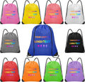 Grneric 100 Pcs Custom Drawstring Bags, Bulk Personalized Backpacks Promotional Item with Your Logo for Gym, Team Activities, Blue