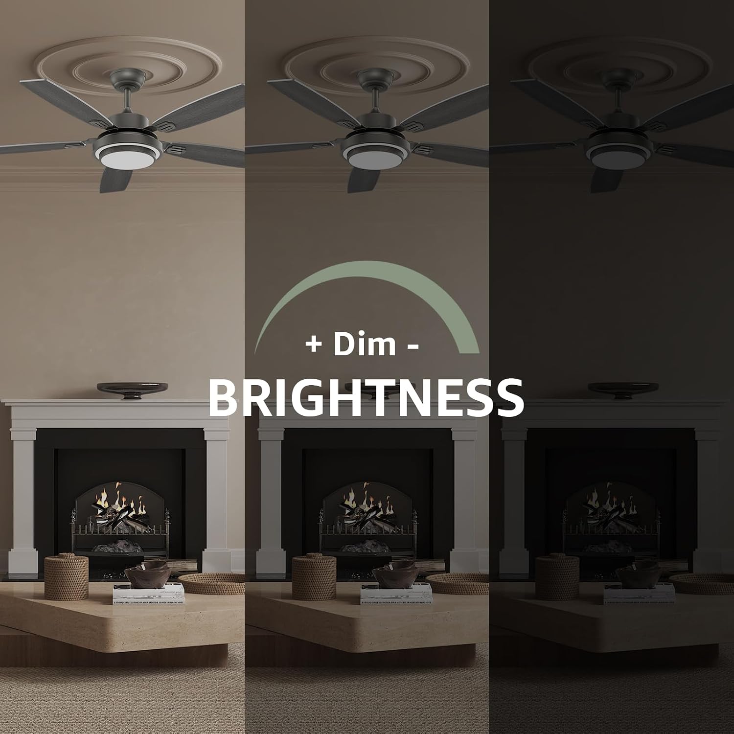 52 Inch Ceiling Fans with Lights and Remote Control, Ceiling Fan for Bedroom Living Room and Patio, Medium Grey Ceiling Fan for Indoor and Outdoor