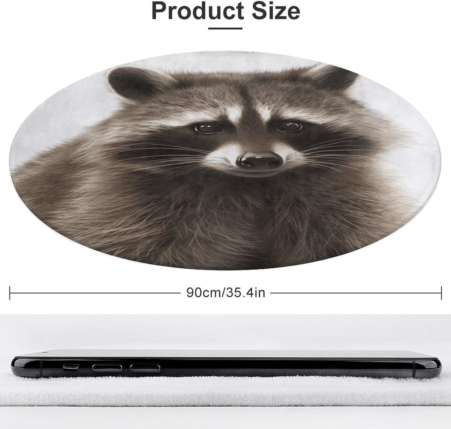 Hairy Raccoon Coral Velvet Round Floor Mat Non-Slip Bath Rug Floor Covering for Bathroom Vanity Guest Suite & Vacation Home
