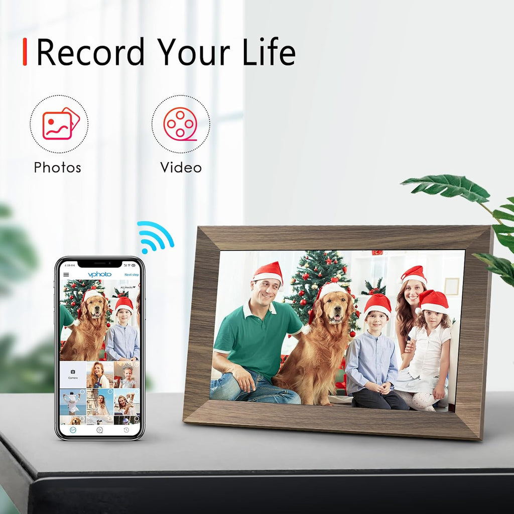 Canupdog WiFi Digital Picture Frame 10.1 Inch, IPS Touch Screen Smart Cloud Digital Photo Frame with 16GB Storage, Wall Mountable, Auto-Rotate, Share Photos from Anywhere Via App