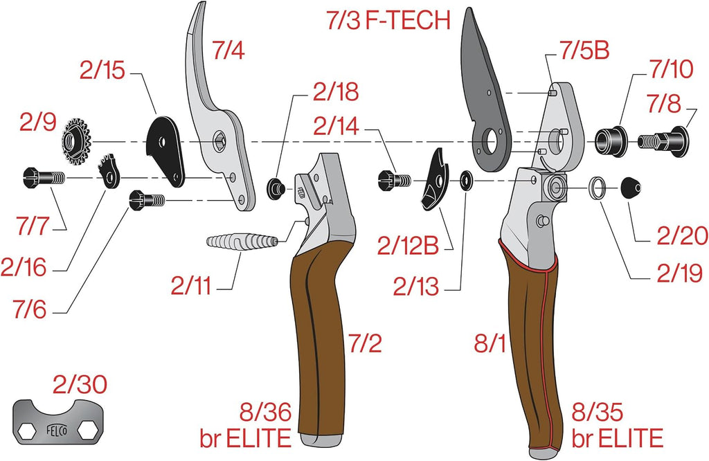 FELCO 8 ELITE Pruning Shears – 8.3' Swiss-Made Garden Clippers with Leather-Wrapped Handle for Large Right Hand | Hand Pruners for Gardening | Garden Tool Cutter with Bypass Blade, Carbon Steel