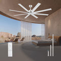 Minislak 72 Inch Ceiling Fan No Light with Remote,8 Aluminum Blades,Industrial DC Motor Quiet Operation,6 Speeds,Large Indoor Outdoor Ceiling Fan for Garage,Patio,Living Room(Brushed Nickel)