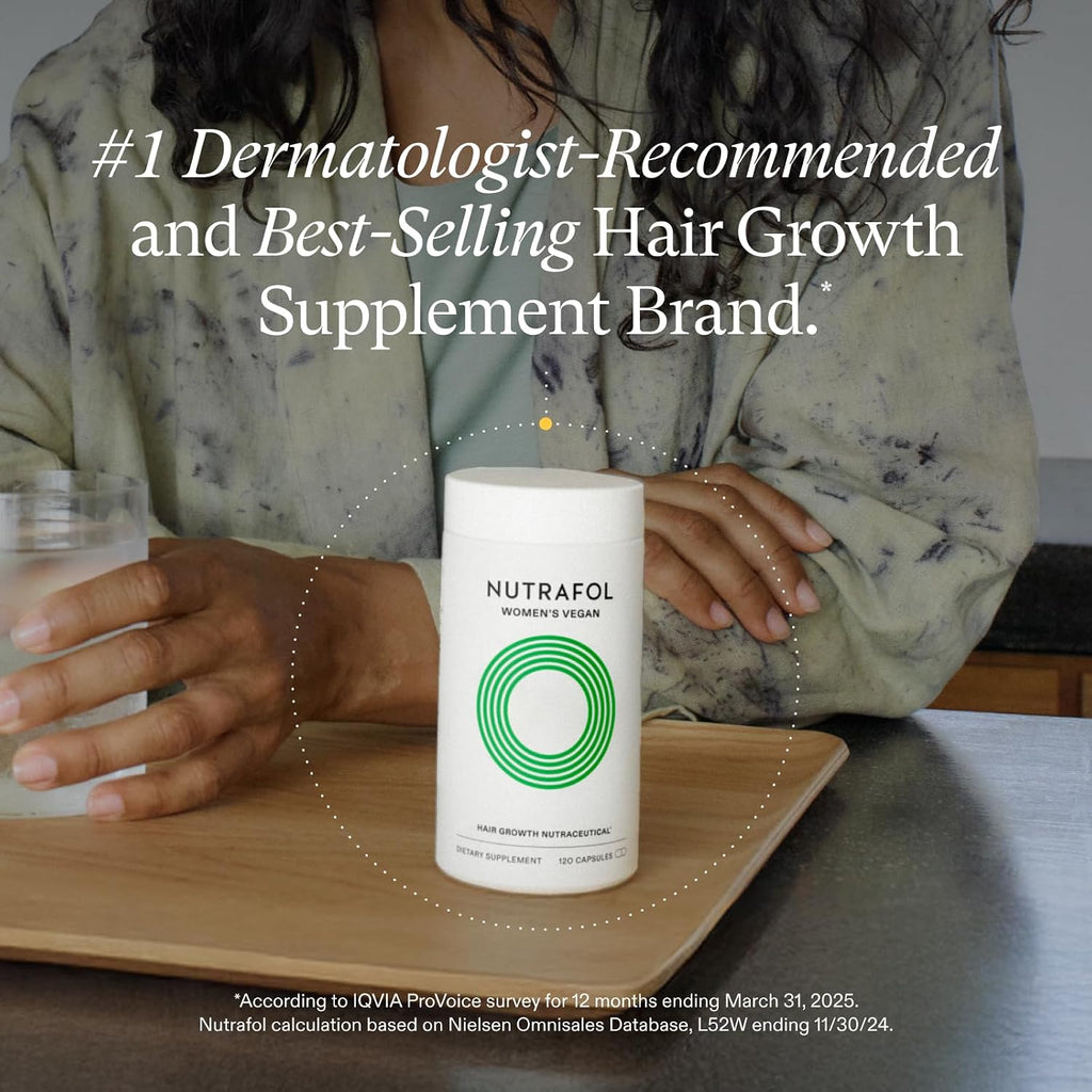 Nutrafol Women's Hair Growth Supplements, for Women 18-44 Years Old, Clinically Tested for Visibly Thicker, Stronger Hair, 100% Vegan Ingredients, Dermatologist Recommended - 2 Month Supply