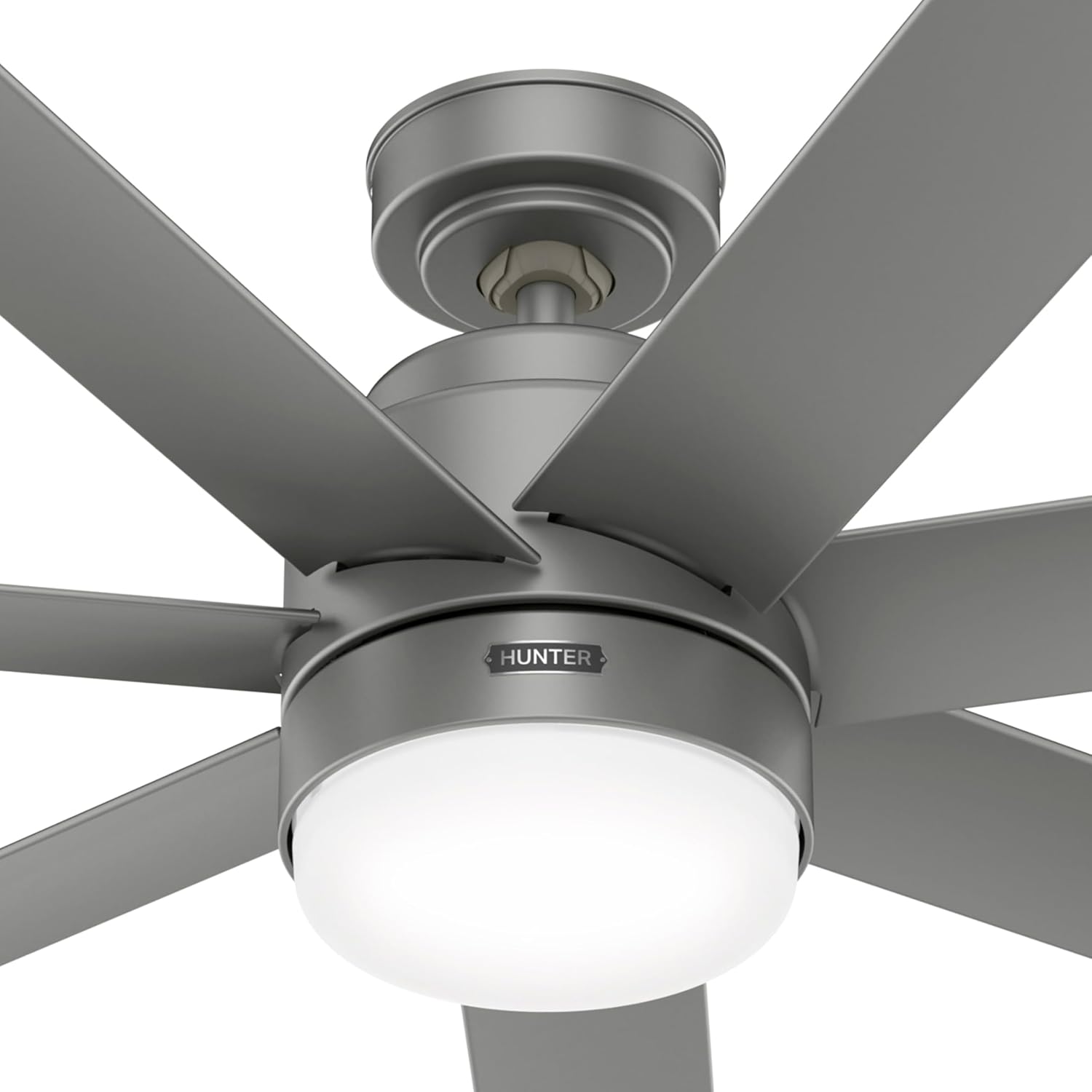 Hunter Fan 52 inch Matte Silver Indoor/Outdoor Ceiling Fan with Light and Remote Control for Bedroom, Living Room, Office, Basement, Kitchen, Patio, CC5C23C76 (Renewed)
