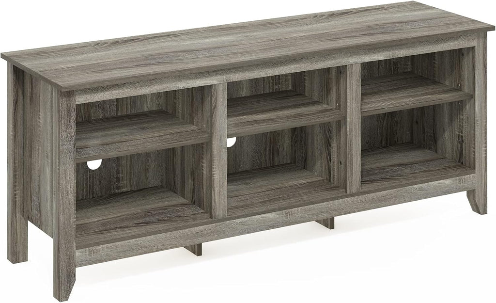 Furinno Jensen TV Stand for TV up to 65 Inch, 2-Tier Grey Entertainment Center, TV Console with Cable Management, for Living Room, Bedroom, Grey Oak