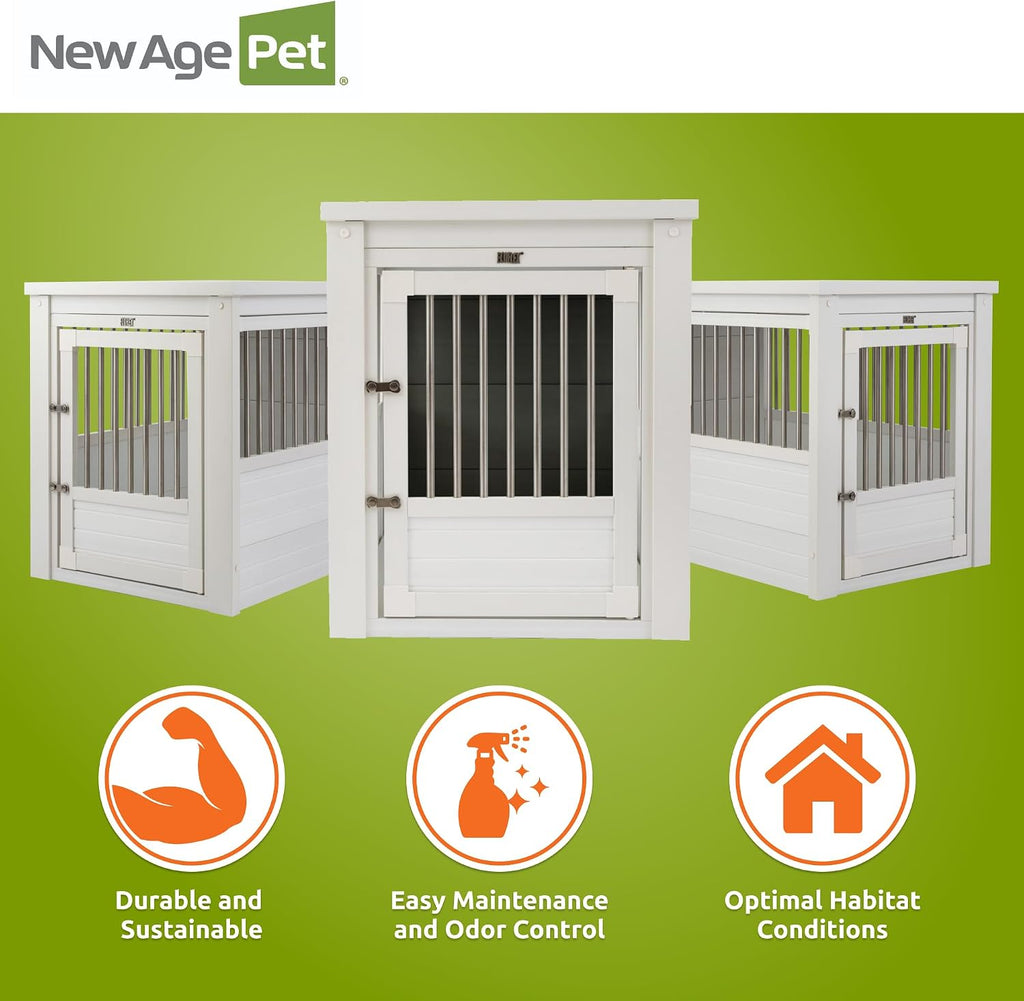 New Age Pet ecoFLEX Pet Crate/End Table, Antique White, Large