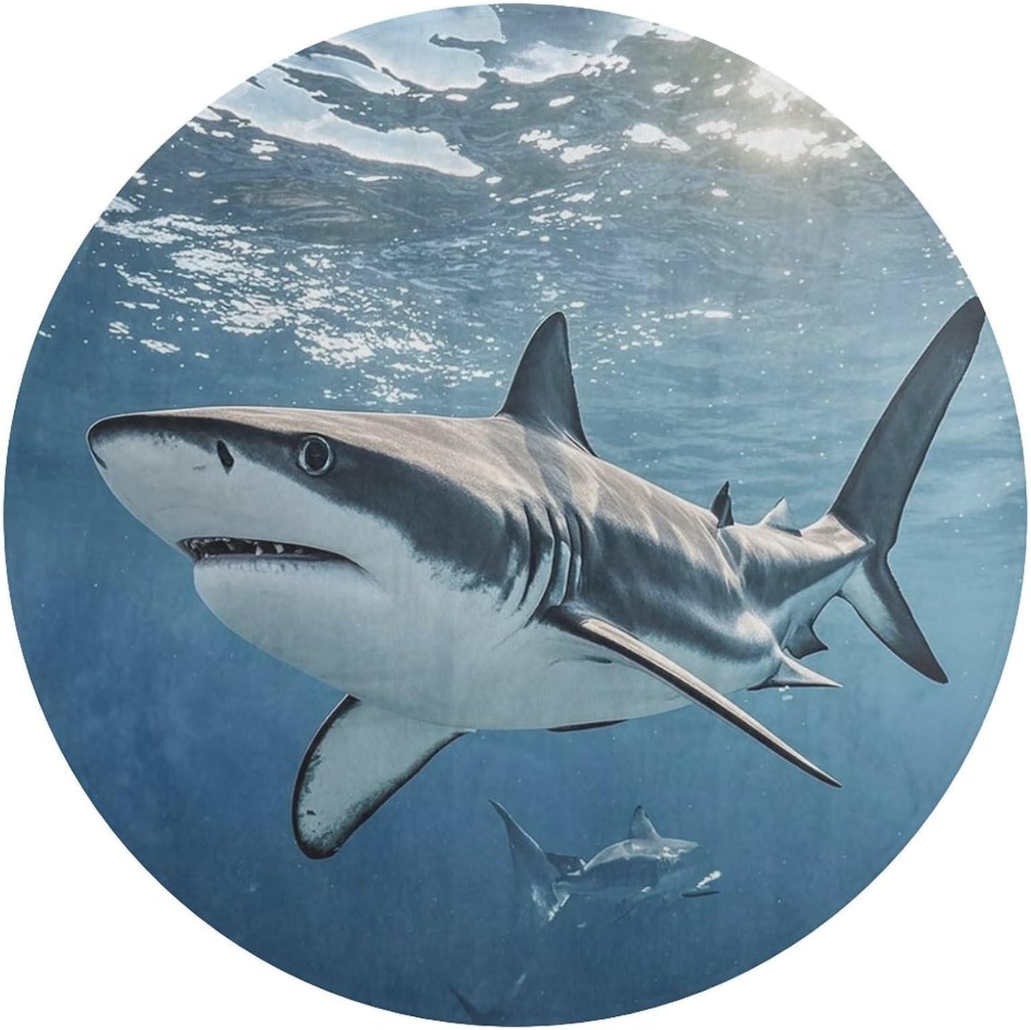 Ocean Sea Animal Shark Coral Velvet Round Floor Mat Non-Slip Bath Rug Floor Covering for Bathroom Vanity Guest Suite & Vacation Home
