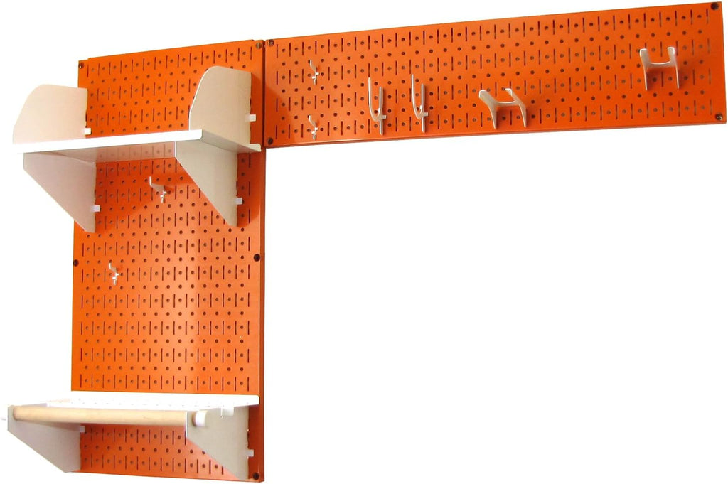 Wall Control Pegboard Garden Supplies Storage and Organization Garden Tool Organizer Kit with Orange Pegboard and White Accessories