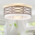 20' Brown Flush Mount Ceiling Fan with Light, Caged Boho Ceiling Fan with Lights Remote Control with 6 Speeds for Bedroom, Living Room, Nursery
