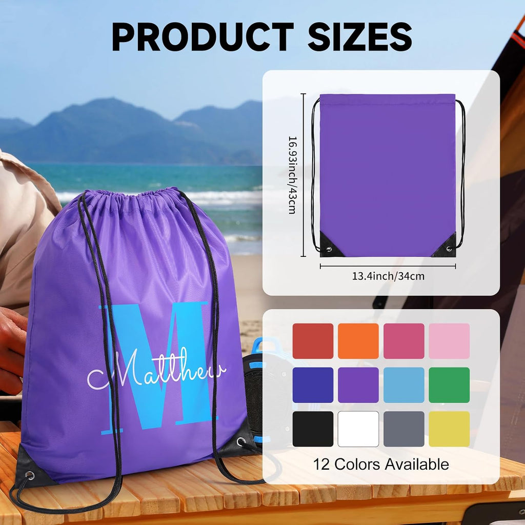 Custom Drawstring Bags With Logo, 80 PCS Personalized Text Drawstring Backpack Bulk, Easy-to-Carry String Bag Great for Gym, Travelling and for Everyday Use (Rose)