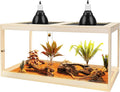 PROLEE Retile Tank,Bearded Dragon Tank,Lizard Tank with Metal Mesh Roof Door, Acrylic Panel Snake Tank with Lock Design,Oak,60Gallons