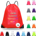 JEOHLORY pack of 100 Custom Bags With Your Logo,customized backpack,promotional items,Drawstring Backpacks,Great for Everyday Use (Custom Red)