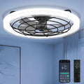 Smart Ceiling Fan with Light, Flush Mount Low Profile, Remote & App Control, 6 Speeds 30dB Quiet DC Motor, 3570 Lumens Dimmable LED, 3000K-6500K Color Options 24' Black
