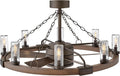 Hinkley Sawyer 36 Inch Extra Large Fandelier Wagon Wheel Chandelier with Fan Outdoor Smart Wagon Wheel Ceiling Fan LED Remote App Control Rustic Patio