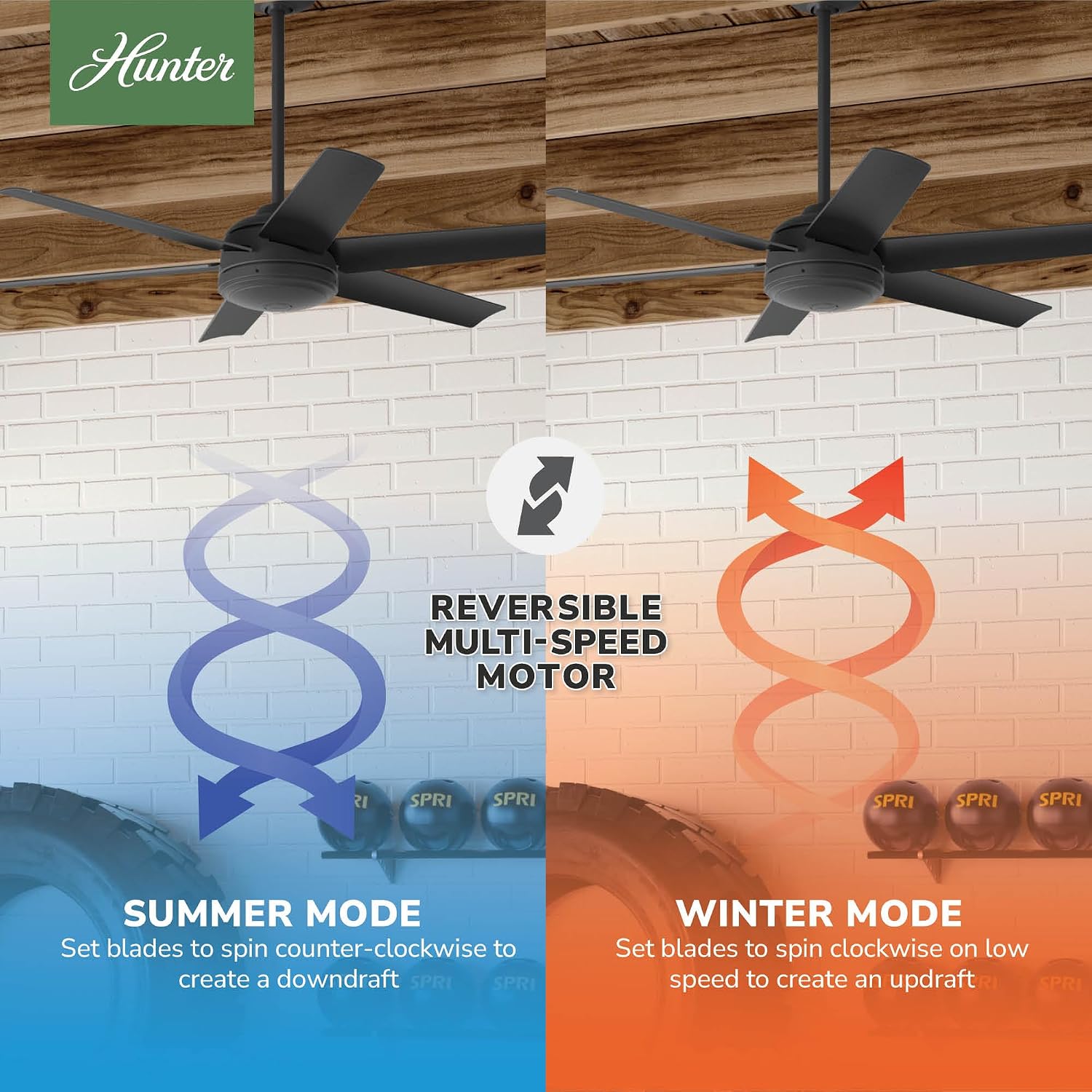 Hunter 52 inch Jetty Matte Black Wet Rated Ceiling Fan and Wall Control