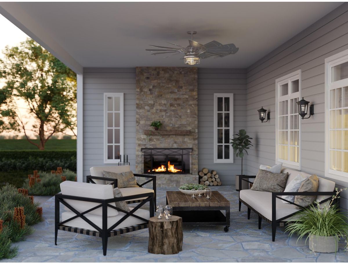 Progress Lighting P250098-081 Springer II - 12 Blade Ceiling Fan in Farmhouse Style-16.26 Inches Tall and 60 Inches Wide, Finish Color: Antique Nickel