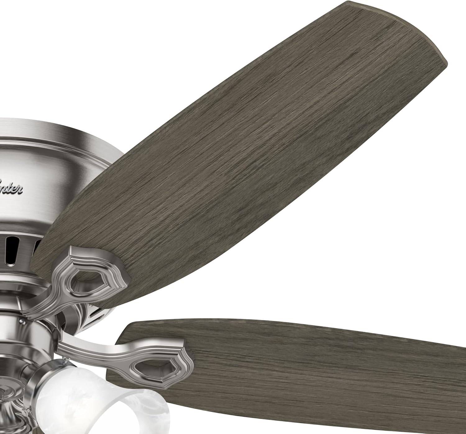 Hunter Fan 52 in Casual Brushed Nickel Finish Indoor Ceiling Fan with Pull Chain and Light Kit, 5 Blades (Renewed)