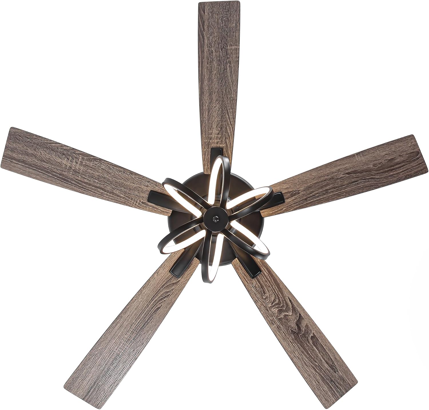 52 Inch Black Ceiling Fans with Lights and Remote - Creative Modern Ceiling Fan for Bedroom Living Room with 3CCT, 6 Speeds, Timer, Dual-Sided Reversible 5 Blades Indoor Outdoor Chandelier Fan