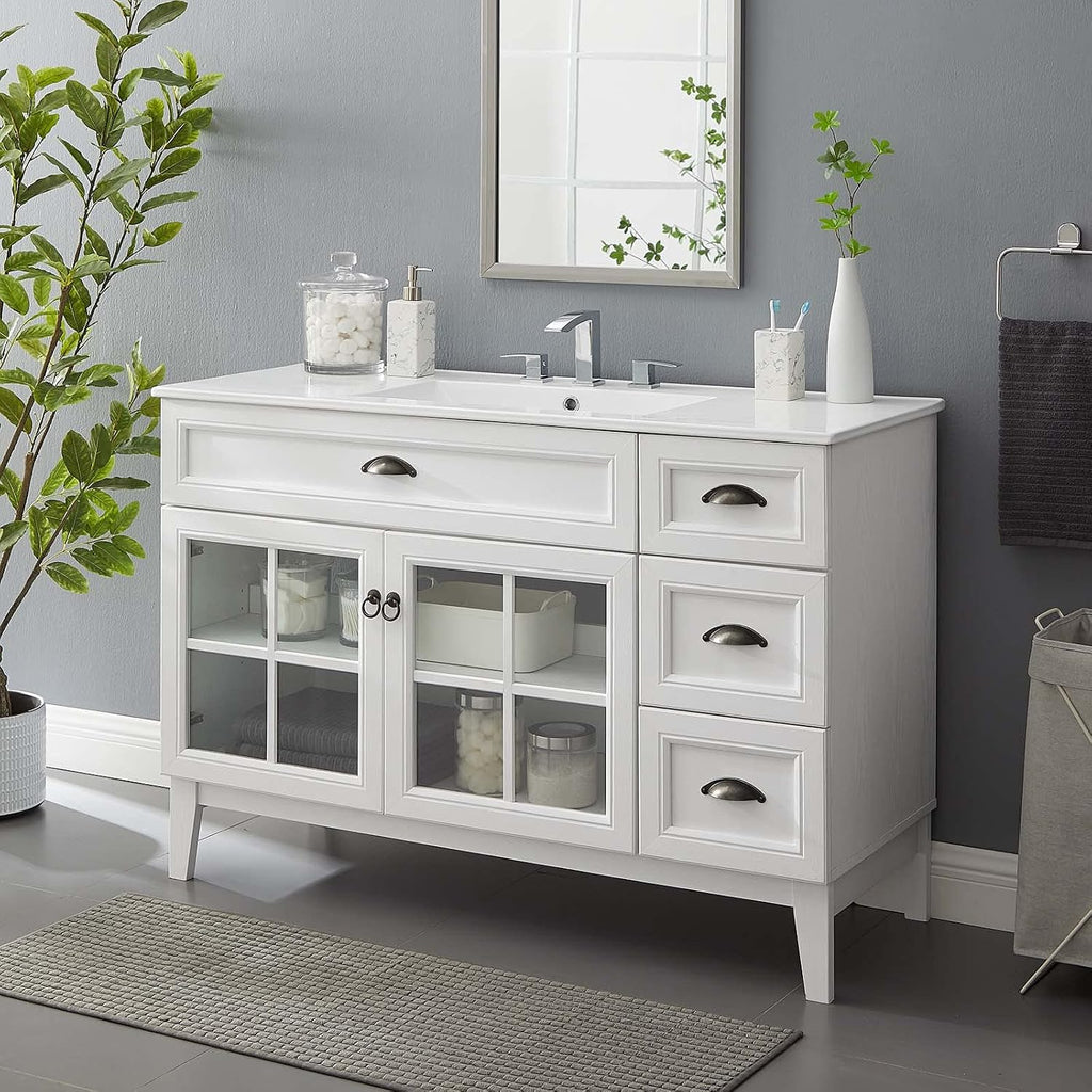 Sink Vanity Cabinet, Wood, White, Modern Contemporary, Hotel Bedroom Bathroom Master Suite Guest