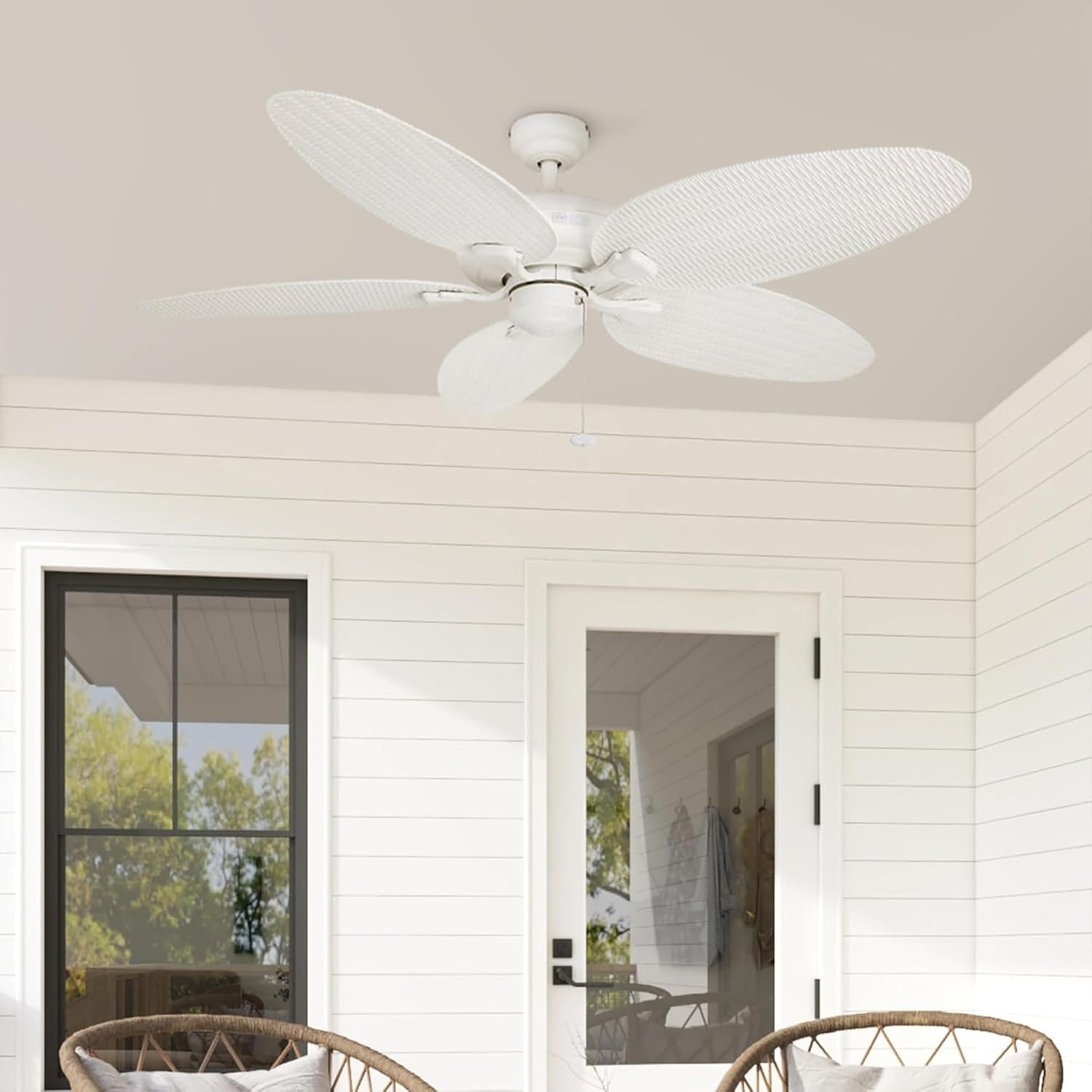 Honeywell Duval 52' Tropical Indoor Outdoor Ceiling Fan, 5 Blades, White